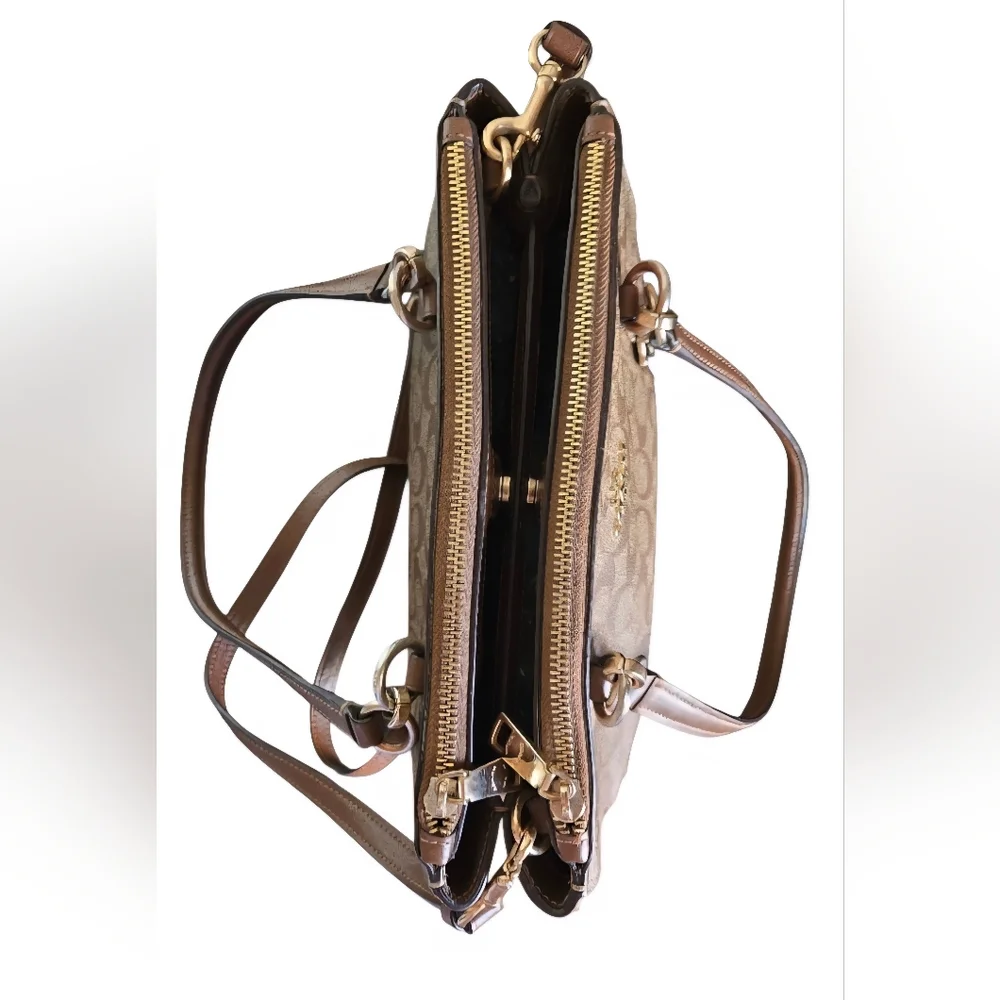 Coach Etta Carry All Tan Signature Shoulder Bag - Picture 9 of 16